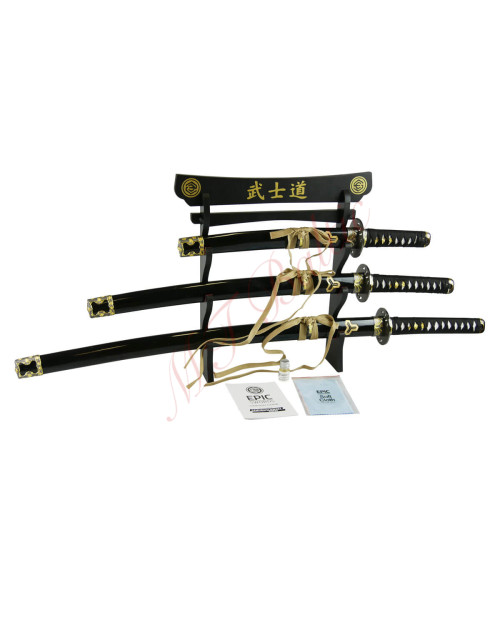 Kill Bill Sword Set Katana - Wakizashi -Tanto su kardo stovu ir priedais